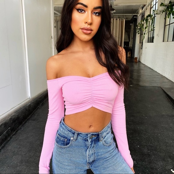 Tiger Mist Sweetheart Long Sleeve Crop Top S & L - Picture 3 of 6